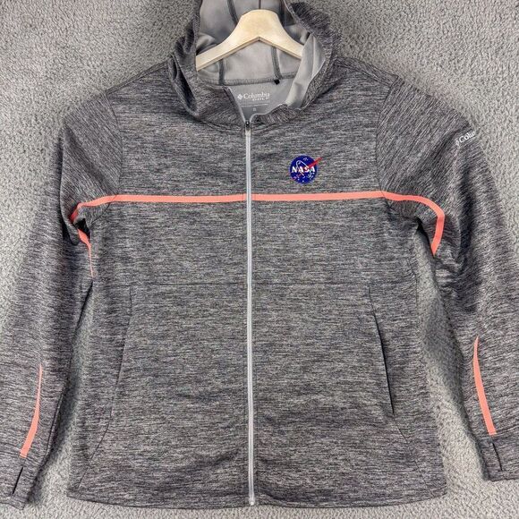Columbia Golf NASA Hoodie Womens XL Gray Full Zip Jacket Outdoor Casual Preppy - Picture 1 of 14